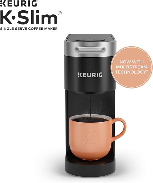 Keurig K-Slim Coffee Maker - Multistream Technology with 3 Brew Sizes | Sleek Black Design, 46oz Reservoir