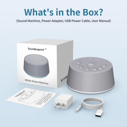 SoundLegend White Noise Machine - 32-Level Volume, 30 Soothing Sounds, 12 Color Lights | Compact Travel Gift