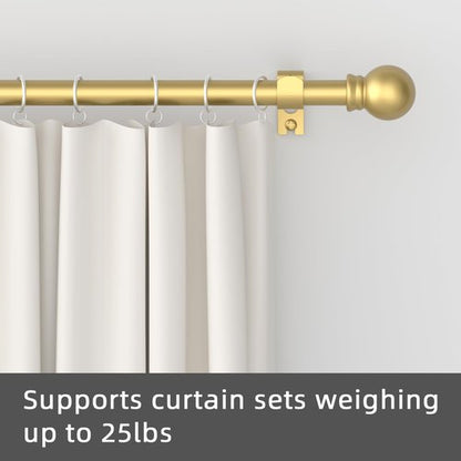 GXOACKJ 2 Pack Gold Curtain Rods for windows 32 to 48 inch, 5/8 inch Splicing Heavy Duty Metal Curtain Rod Set with Brackets