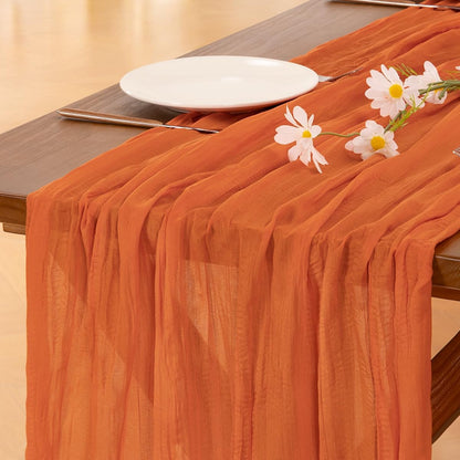 Socomi Cheesecloth Table Runner - 10pcs Orange Boho Rustic Gauze | 120 Inch for Weddings & Parties