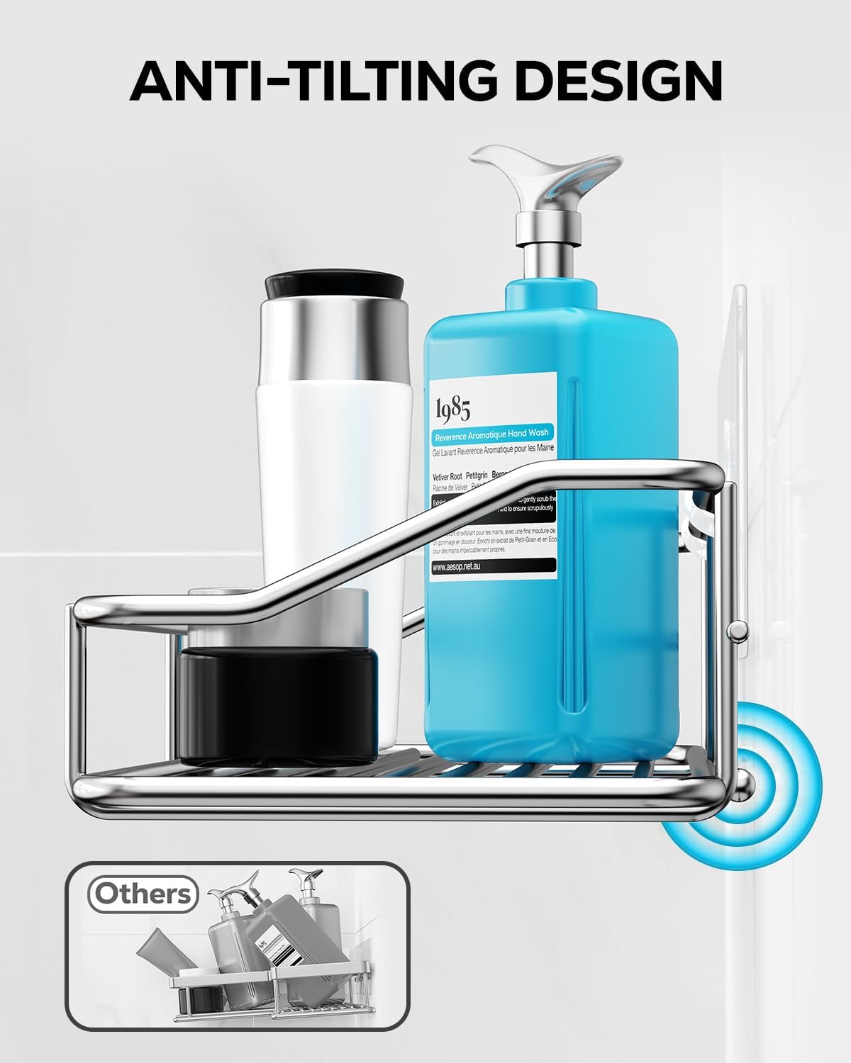 Nieifi Shower Caddy Shelf | Adhesive Stainless Steel Storage Rack with Hooks - 2 Pack for Bathroom & Kitchen