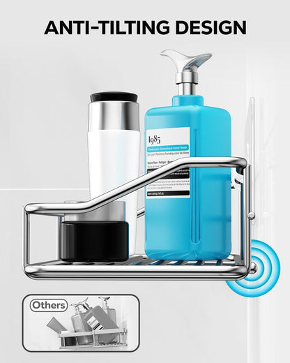 Nieifi Shower Caddy Shelf | Adhesive Stainless Steel Storage Rack with Hooks - 2 Pack for Bathroom & Kitchen