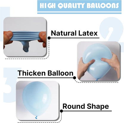 PartyWoo Baby Blue Balloons - 100 Pcs in Various Sizes for Graduation & Baby Shower Decor | Light Pastel Aqua Blue