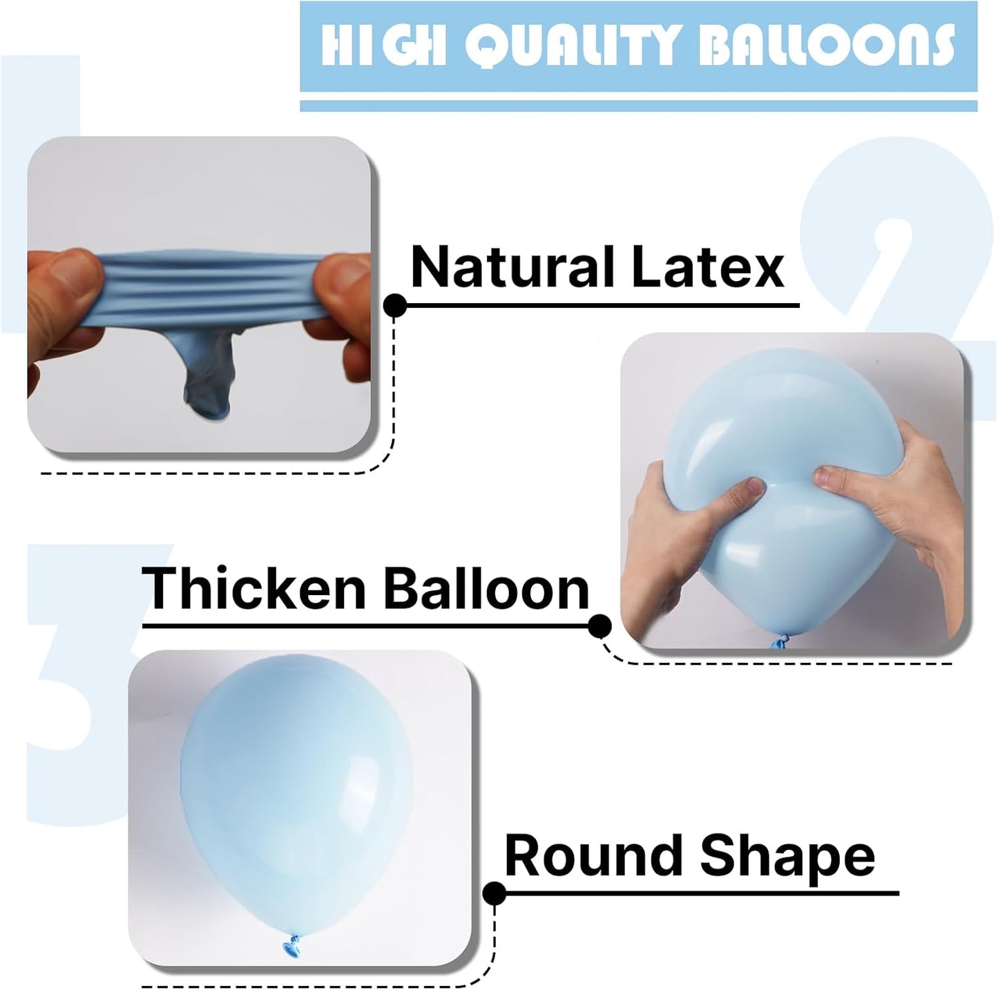 PartyWoo Baby Blue Balloons - 123-Piece Balloon Arch Kit | Various Sizes for Graduation & Baby Showers