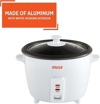 IMUSA USA Electric Nonstick Rice Cooker - 8-Cup Uncooked | 16-Cup Cooked Capacity, White