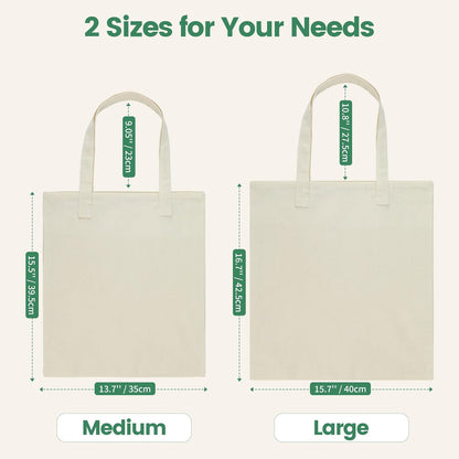 Skiennix 24 Pack Canvas Tote Bags - Lightweight Reusable Grocery Bags for DIY Projects | Beige