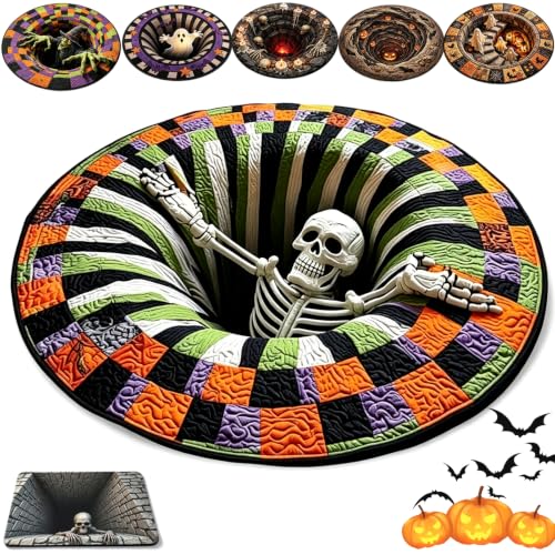 Halloween 3D Optical Illusion Rug - Soft Velvet Fabric, 24x24 Inches - A-24 Inches