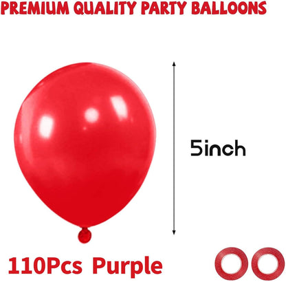 Red Balloons | 110 Pcs 5-Inch Mini Thick Latex Balloons for Birthday & Baby Shower Decor