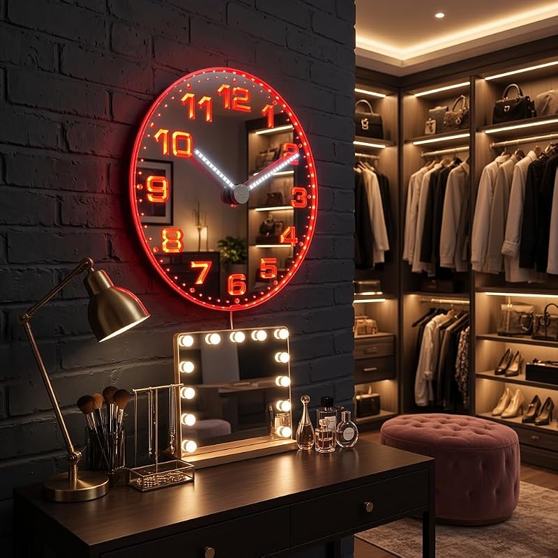 AdvPro GlowHands LED Neon Wall Clock - 18 Inch with RGB App & USB Power (Variation: Classic 1-12+18")