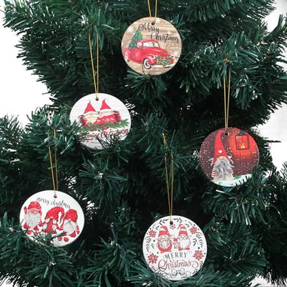 Santa Ceramic Christmas Ornament - Mini Tree Decoration for Xmas Tree Farmhouse Outdoor - Santa 01