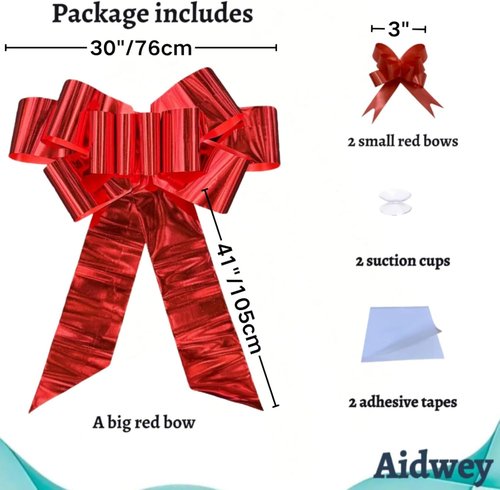 Big Car Bow - 30 Inch Giant Red Gift Bow for Cars, Birthdays, Christmas & Parties | Perfect for Present & Home Decor