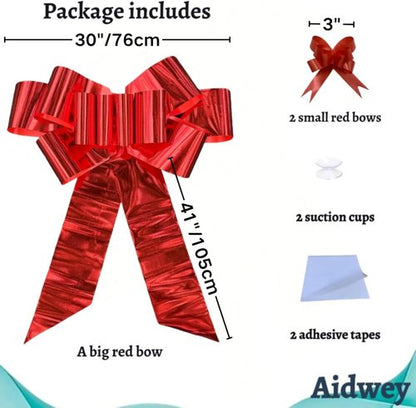 Big Car Bow - 30 Inch Giant Red Gift Bow for Cars, Birthdays, Christmas & Parties | Perfect for Present & Home Decor