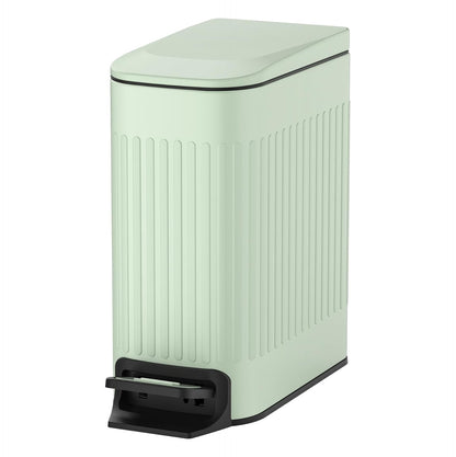 TIPGO Slim Bathroom Trash Can - Soft Close Lid & Step Pedal - 6 Liter Stainless Steel Bin (Green)