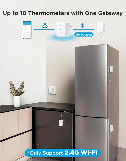 GoveeLife WiFi Refrigerator Thermometer - Wireless Digital Freezer Gauge with Alarm | 2-Pack for Home Kitchen
