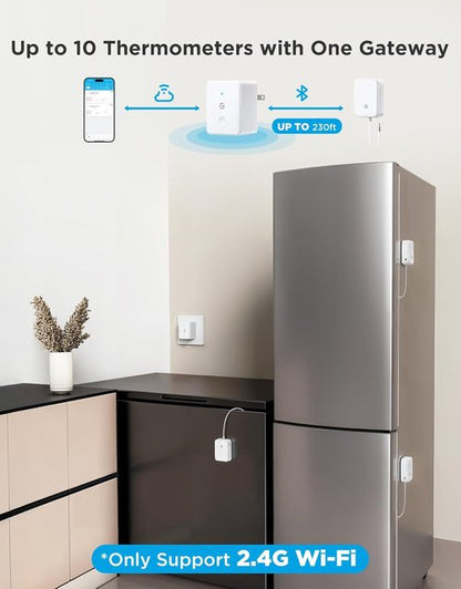 GoveeLife WiFi Refrigerator Thermometer - Wireless Digital Freezer Gauge with Alarm | 2-Pack for Home Kitchen