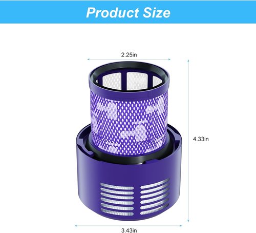 Dyson Vacuum Filter Replacement Parts - Compatible with V10 Series | 4-Pack for Enhanced Cleaning