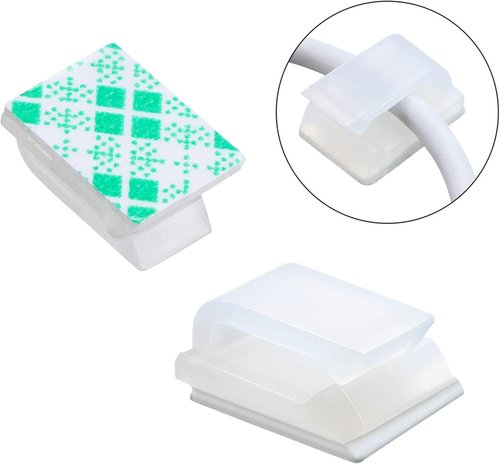 Hicarer 100 Pcs Adhesive Cable Clips - Wire Management Holders for Home & Office | Small, White