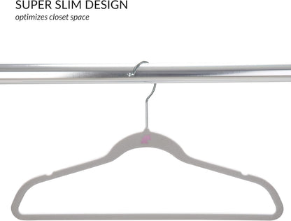 Simplify Velvet Hangers for Kids - 25 Pack | Slim Non-Slip Design | Space-Saving Closet Storage | White