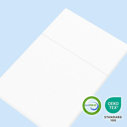 Moonlightfamily 3 inch Trifold 38" Lx26 W Mini Mattress, Storage Bag Included, Water-Resistant and Removable Cover, Machine Washable, High Density Firm Support Foam, Easy-to-go for Outdoors & Travel