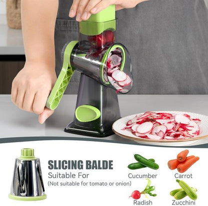 KEOUKE Rotary Cheese Grater - Hand Crank Shredder with 3 Stainless Steel Blades | Safe & Labor-Saving Kitchen Tool