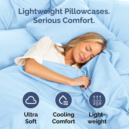 King Standard Pillow Cases - Soft Hotel Quality Covers for Comfy Bedding | Set of 4 Light Blue