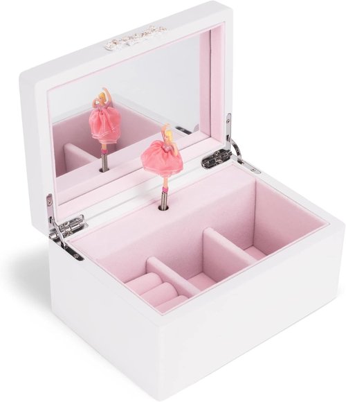 Cottage Garden Musical Jewelry Box - Ballerina White & Gold Tone | 7-Inch Plays Sugar Plum Fairy Tune