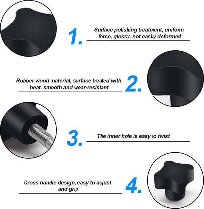 Rollator Walker Replacement Knob 2 PCS Replacement Arm Adjustment Knobs for Rollator Walker Accessories,Rollator Parts Knobs with M6 Track Bolt Set