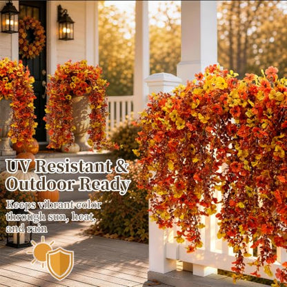 Artificial Fall Mum Flowers for Outdoor & Indoor Decor, UV Resistant, 2 Pack