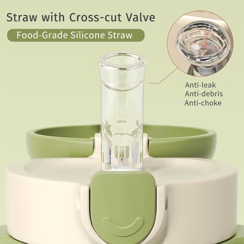 Evorie Tritan Spill-Proof Toddler Straw Sippy Cup - 10 oz, BPA-Free, Green Dino | Ideal for Ages 1-3