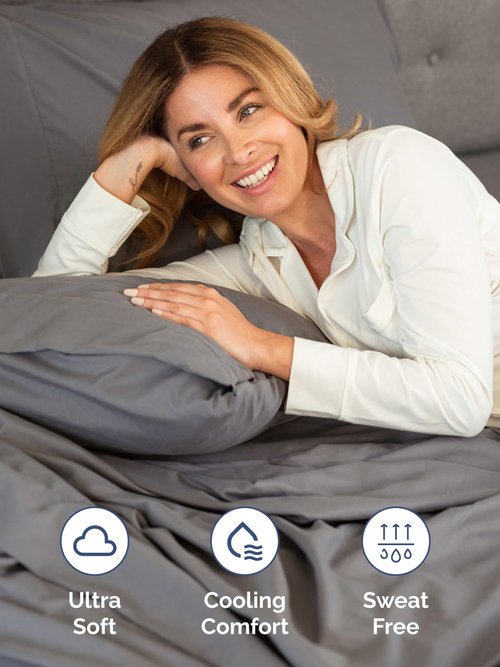 Extra Deep Queen Sheet Set - 4 Piece Breathable & Cooling Bed Sheets - Easily Fits 18 to 24 inch Mattress - Ultra Soft, Wrinkle & Fade Free with Extra Deep Pockets - Hotel Luxury Bedding - Dark Grey