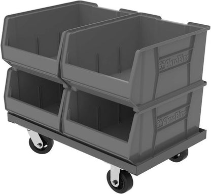 Akro-Mils Super-Size AkroBins | Space-Saving Stackable Plastic Storage Bins - 24" L x 18" W x 12" H, Grey