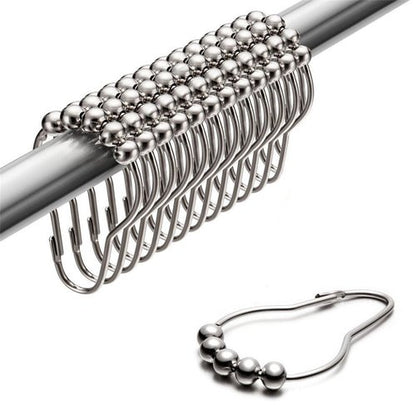 Uigos Premium Shower Curtain Rings Set of 12, Rust-Resistant Stainless Steel Hooks with Smooth Glide Roller Balls, Heavy-Duty Secure Closing, Chrome