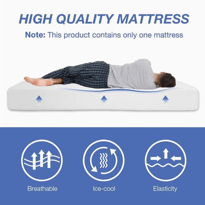 FDW 8-Inch Queen Mattress - Medium Firm Gel Memory Foam | CertiPUR-US Certified | Pressure Relief & Cooling