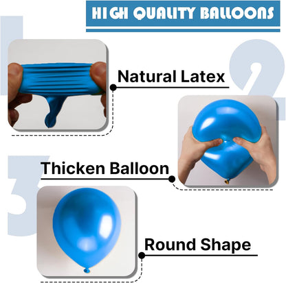 PartyWoo Metallic Blue Balloons - 140pcs in Various Sizes for Graduation, Wedding, and Birthday Celebrations