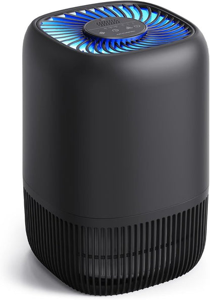 Air Purifier - High Efficiency Filter for Up to 1076 Ft² | Compact & Quiet Design for Pets, Pollen & Smoke - Black