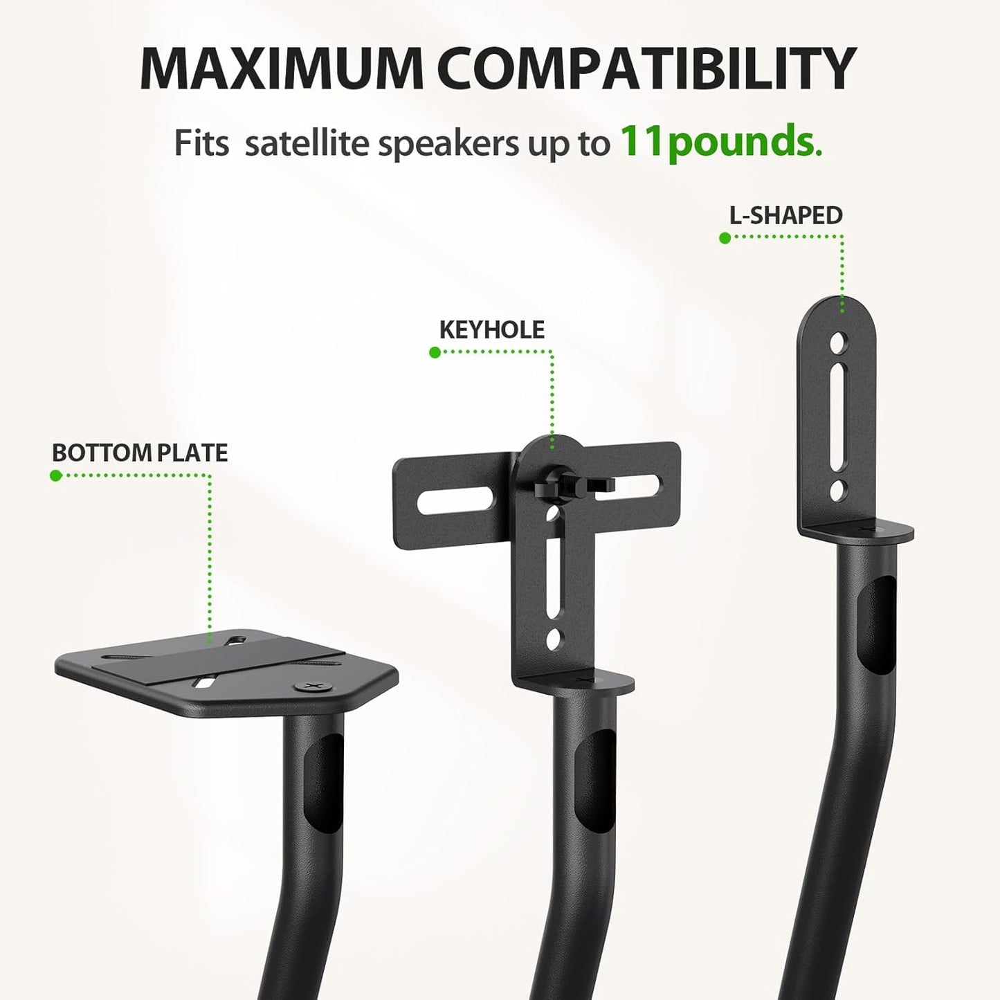 USX MOUNT Universal Speaker Stands - Height Adjustable 30" to 39" for Satellite & Bookshelf Speakers, 1 Pair