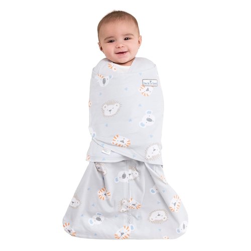 HALO Sleepsack Swaddle - 100% Cotton 3-Way Adjustable Wearable Blanket, TOG 1.5 | Multicolor Lions, Tigers & Bears, Small (3-6 Months)