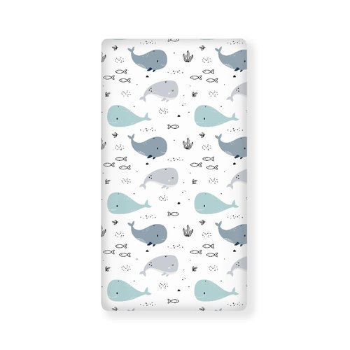 Streeyiu Whale Baby Crib Sheets for Boys Girls Ocean Fitted Crib Sheet for Standard Crib and Toddler Mattress Sea Animal Baby Mattress Sheets Toddler Bed Sheet 52x28x8 in