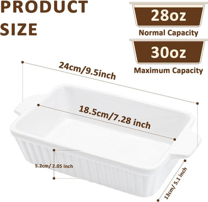 Regine Switzerland 30 Oz Small Baking Dish - Durable Ceramic Casserole Dish with Double Handles | 7x4.5 Inch, White