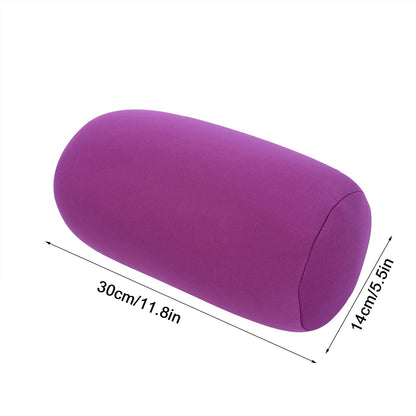 EBTOOLS Round Neck Pillow,Lower Back Support Cylinder Microbead Roll,Smooth Soft Touch Fabric,Tube Cervical Support for Travel or in Home,30×14CM ()