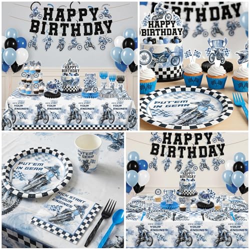 Dirt Bike Plates Serve 24 - Motocross Birthday Party Decorations