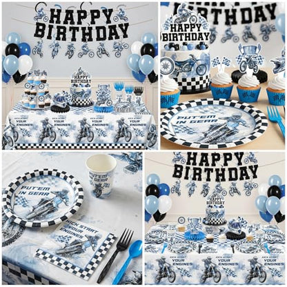 Dirt Bike Plates Serve 24 - Motocross Birthday Party Decorations