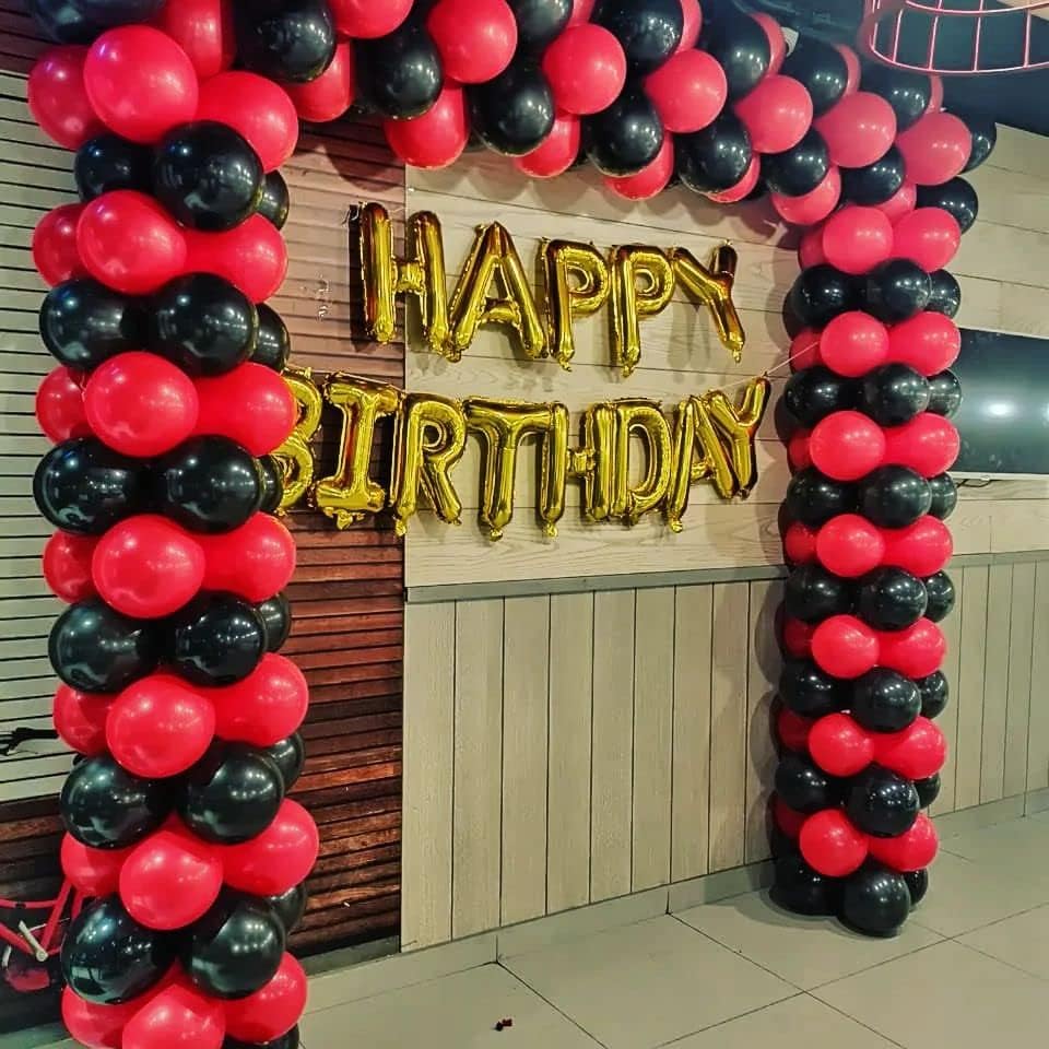 Bezente Red & Black Balloons Garland Kit - 100 Pcs Confetti & Solid Balloons for Party Decor
