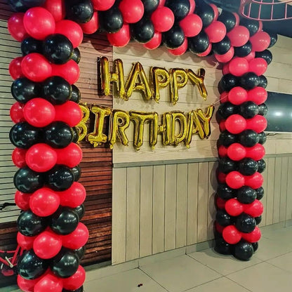 Bezente Red & Black Balloons Garland Kit - 100 Pcs Confetti & Solid Balloons for Party Decor