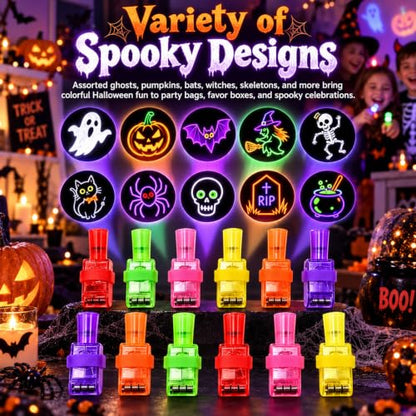 Halloween Finger Projector Lights Set 1/24pcs - Mini LED Spooky Designs
