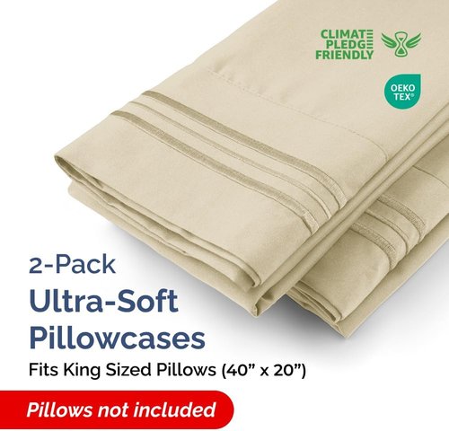King Pillow Cases by [Brand Name] - Ultra Soft Hotel Quality Covers | Cozy, Wrinkle-Free & Fade Resistant - 2 Piece Set in Cream
