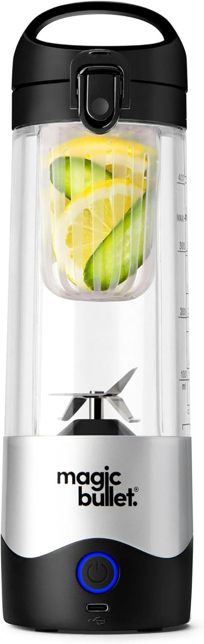 Magic Bullet Portable Blender - Compact 16 oz Silver Blender for Smoothies and Shakes