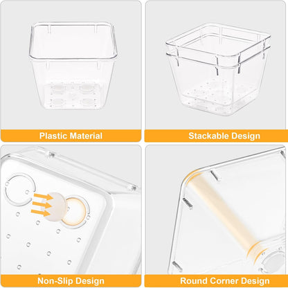 SMARTAKE 13-Piece Drawer Organizers - Non-Slip Silicone Pads for Makeup, Jewelry & Utensils | Clear Storage Trays