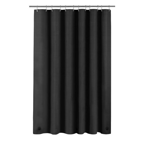 Barossa Design Extra Long Black Shower Curtain Liner with 3 Magnets - 72" x 84" XL, Waterproof PEVA Lightweight Shower Liner for Bathroom, PVC Free, Metal Grommets - Black, 72x84