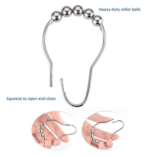 BeGrit Metal Shower Curtain Hooks Rings 18-Pack Bath Curtain Hooks for Bathroom Shower Rod